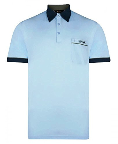 Gabicci Mens Classic Jersey Polo Shirt Contrasting Collar & Cuffs (G00X62), Sky - Small