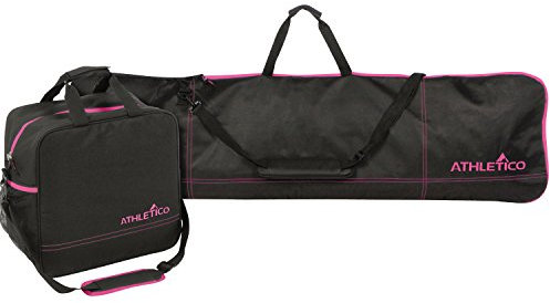 Athletico Snowboardtasche & Bootstasche Combo - Transportieren Sie Snowboard bis 165 cm und Stiefel bis Größe 47(schwarz mit rosa Verzierung)