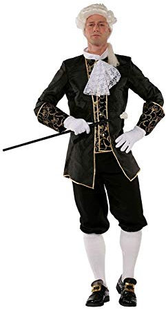 shoperama Marquis Herren Barock Rokoko Kostüm Taft Anzug Graf Adliger französisch Renaissance de Sade Karneval, Farbe:Schwarz, Größe:50