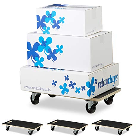 4 x Transportroller mit Feststellbremse, 400 kg, Lenkungsrollen, Anti-Rutsch-Belag, HxBxT: 11,5 x 58 x 30 cm, schwarz