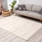 Teppich Hochflor Wohnzimmer - Ethno Stil Meliert 80x200 cm Creme - Teppich-Läufer mit Fransen