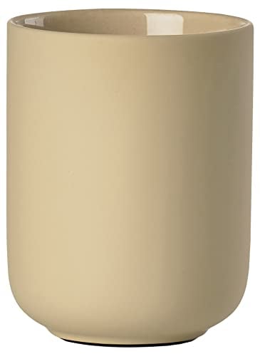 Zone Denmark Ume Zahnputzbecher, Zahnbürstenhalter, Zahnbürstenbecher, aus Steinzeug/Keramik, Schönes & Praktisches Badezimmer Zubehör, Durchm. 8,3 cm, Höhe 10,3 cm, Warm Sand (Beige)