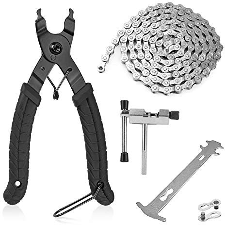 Upkey Fahrradkette 116 Glieder - Fahrrad Kette 6/7/8 Fach aus Robustem und Widerstandsfähigem Edelstahl Kette 1/2 x 3/32 Inch - Bereits vorgeölt