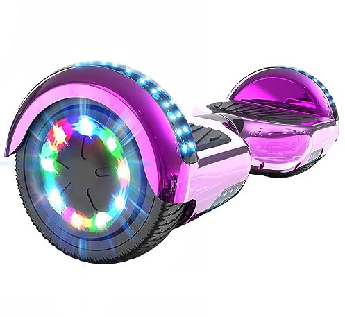 FUNDOT Hoverboard, Monopattino Auto-bilanciante da 6,5 Pollici, Hoverboard per Bambini, con Luci LED e Altoparlante Bluetooth, Rosa, per Ragazzi