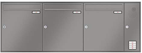 RENZ/Schattenfuge / 3er Unterputz-Briefkastenanlage Einbau-Briefkasten mit Sprechfeld/RAL-Farbe 9007 Volumen 23 L/Dein-Briefkasten.de