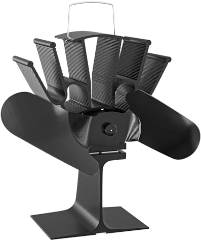 Wiltec Kaminofenventilator mit 2 Flügeln 70 bis 350°C, Ofenventilator ohne Strom, Kaminventilator für eine effiziente und umweltfreundliche Wärmeverteilung