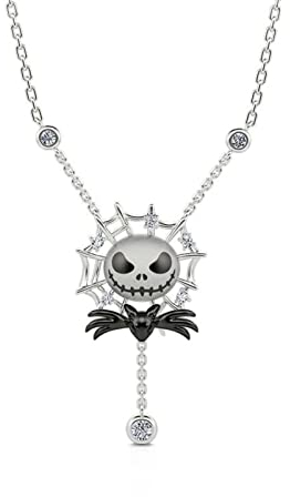 Jeulia Damen Sterling Silber Halskette Jack Sally Anhänger Halskette mit Geschenkverpackung Geschenke für Party Jubiläum Geburtstag Halloween (Kürbiskönig)