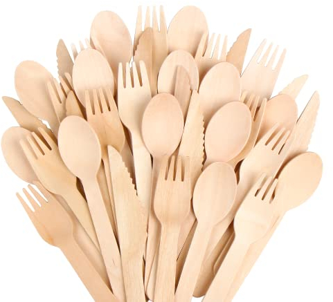 SULOLI Wooden Cutlery Set 60pcs - Eco Friendly, Biodegradable & Plastic Free - Ideal for Wedding, Picnic, Party, Office - Disposable Cutlery Set from Birch 20x Each Forks, Spoons, Knife