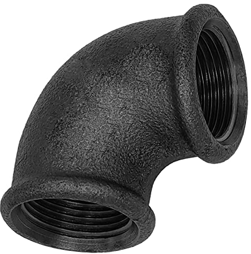 Gewinde Fitting Verschraubung aus Temperguss schwarz - Winkel 90° Grad 1 Zoll Rohr Innengewinde IG Nr. 90