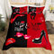 Mr Mrs Bettwäsche-Set für Paare, romantisch, Hochzeit, Bettbezug, schwarz, rot, kreativ, lustig, Zitat, Bettdeckenbezug, sexy rote Lippe, Schnurrbart, Romantik, Tagesdecke, Bezug, 3-teilig,