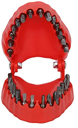 Porte-foret pour Prothèse Dentaire, Porte-foret pour Prothèse Dentaire Modèle de Dent Porte-embout de Tournevis moulé Porte-embout de Tournevis à Ouverture Complète avec 28 Forets (Rouge)