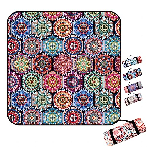 Picknickdecke 300x300, XXL Picknickdecke Wasserdicht, 3 Schichten Verdickt Groß Piknikdecken Isoliert mit Wasserdichter Rückseite, Picknick Decke Outdoor für Camping,Picknick,Wandern,BBQ,E,300x300cm