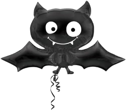 amscan 2720975 SuperShape Schwarze Fledermaus Folienballon P35 verpackt 104 cm x 60 cm, Multi, one Size