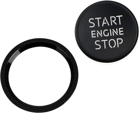 KUNIO Auto Startknopf Abdeckung für Audi A4 A6 A5 Q5 Q7 Zündung Schalter Aufkleber 2PCS Schwarz