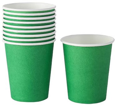 JIHUOO 100 Pcs Party Paper Cups Colored Paper Cups Picnic BBQ Cups Holiday Drinking Cups Hot or Cold Beverage Cups Kids Craft Cups Mouthwash Cups Green