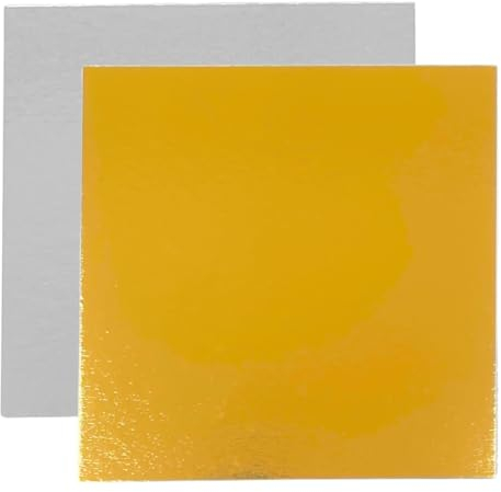 Be Your Packer 10er-Set Tortenunterlage Quadratische 30x30 cm | Cake Board |Tortenböden | Karton Gold & Silber 1 mm Dicke | Große Tortenplatte | Kuchenplatte Cakeboard für Torten Kuchen Geburtstag