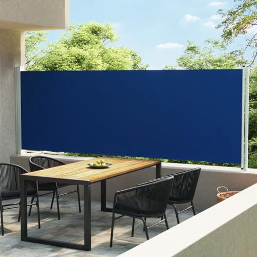 Seitenmarkise für Terrasse, einziehbar, 600 x 160 cm, Blau