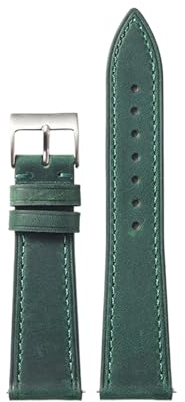 Chlikeyi Uhrenarmband Vintage Crazy Horse Lederarmband 18-22mm Uhrenarmband Schnellverschluss Braun Schwarz Blau Grün, Grün, 19mm