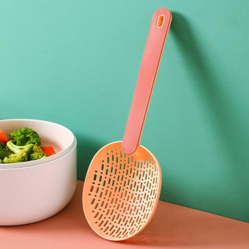 Strainer Scoop Colander, Spoon Drainer/Strainer for Kitchen Cooking Baking, Heat Resistant,Dishwasher Safe (Pink)