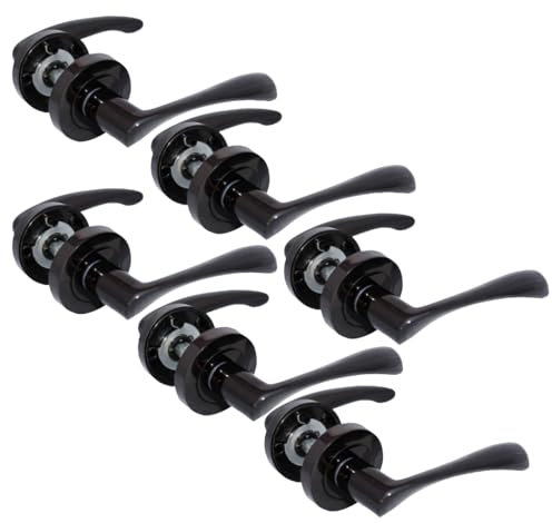 Door Handle Internal Black Nickel Twist Door Handle Set, Interior Latch Lever on Rose, Door Latch Black, Door Handle Latch, Bedroom Door (6 Pair of Handles)