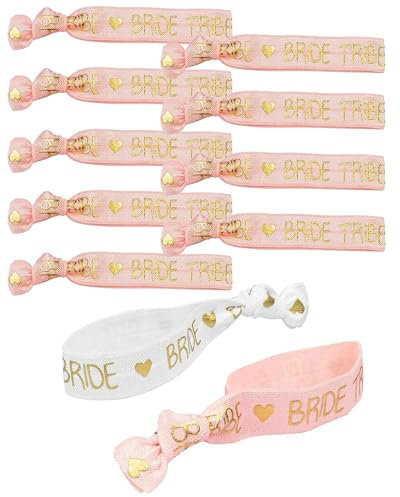 ZAMXHUG Bracelets de Team Bride - Décoration pour Enterrement de Vie de Jeune Fille,Team Bride Décoration Blanc et Rose,Bracelet Poignet de Mariée,Mariage Accessoires de Mariée(1Bride + 10Team Bride)