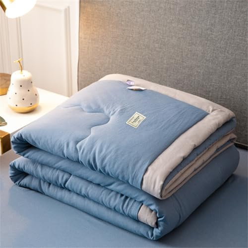 Odot Quilted Bedspreads Single Double Super King Size, Quilted Bed Throws Soft Lightweight Reversible Quilted Coverlets Comforter Sofa Bed Cover for All Season - Solid Color (200x230cm,Blue)
