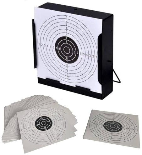 ADCSHOP. Tiro al Blanco, Tragabalín, Diana, para Airsoft, Airgun, pellets y Tiro perdigones, para dianas estándares de 14 * 14 cm, Material de Acero, Negro - para Colgar o sobre Superficie