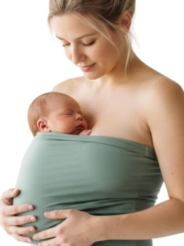 Hoppediz Bonding-Top für Neugeborene, salbei M | Elastisches Bonding-Top (Baumwolle/Elasthan) für Haut-zu-Haut nach Geburt, Kaiserschnitt und Frühchen