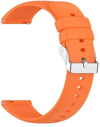 Foyscr Silicone Strap, Quick Buckle Waterproof Soft,Stainless Steel Buckle, Unisex Smartwatch Band, Sport Watch Strap (Orange-20mm)