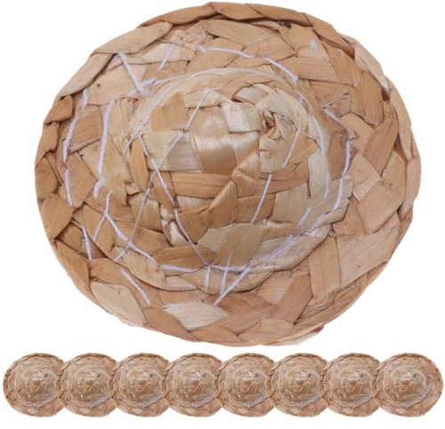 NUOBESTY 9stücke Handgewebte Strohhüte Für Puppen Dekorative Requisiten Für DIY Bastelprojekte Und Foto-shootings Für Miniaturhäuser Und Puppenaccessoires