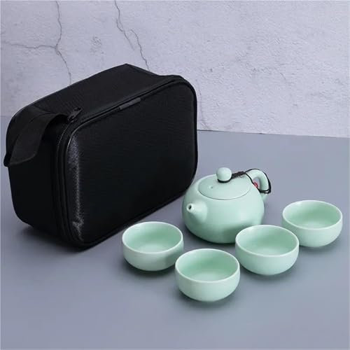 Teteras Cafeteras Juego De Té De Viaje Juego De Té De Cerámica De Kung Fu, Cuatro Tazas, Portátil, De Viaje, Mate Teteras y Servidores de Café Juego de Té de Viaje(Type-D)