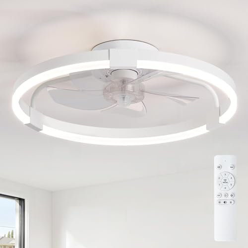 IZOWE Ventilador de Techo con Luz 50 cm Grande Ventiladores de Techo Reversible 6 Velocidades Viento Lampara techo Ventilador LED Regulable 3 Colores Ventiladores techo Memoria Luz Temporizada