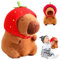 VIUWIZE Peluche carpincho, peluche capibara kawaii con gorro de fresa, peluche carpincho