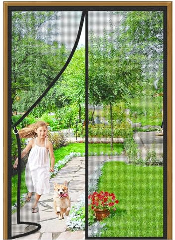 Mosquitera Puerta Magnetica Corredera 160x280cm Cortina Mosquitera Puerta Exterior con Imanes Apertura Lateral Izquierda o Derecha para Terraza Balcón Ventana Corredera Negro