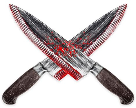 Leikedun 2 Pack Halloween Fake Knifes 31cm Long Fake Plastic Knife Halloween Prop Knife for Scary Halloween Rave Party Costume Accessory