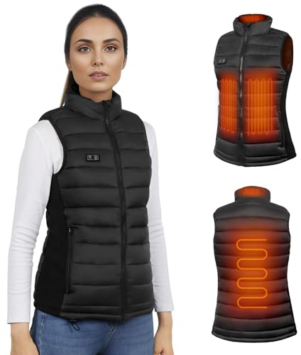 WUEAOA Heated Gilet Womens, Heated Vest Women, Womens heated Gilet for Women UK, heated Body Warmer for women, heated Waistcoat, Electric Body Warmer with Power Bank, for Commuting, Outdoor Work