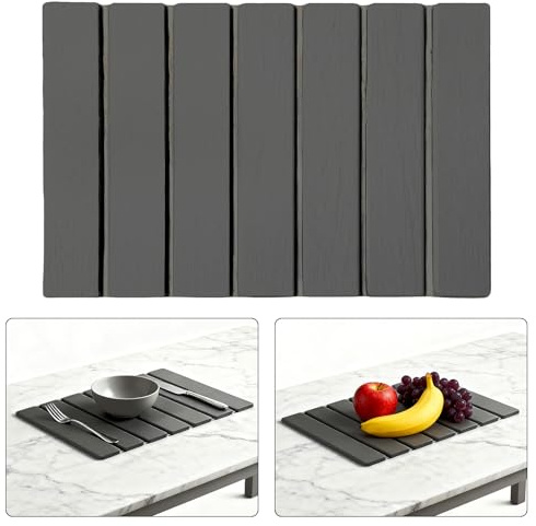 Tapis Égouttoir Vaisselle Pliable Diatomite, Égouttoir à Vaisselle 40 x 30 cm, Stone Drying Mat Kitchen Tapis de Drainage Vaisselle, Séchage Rapide, Super Absorbant, Résistant à La Chaleur