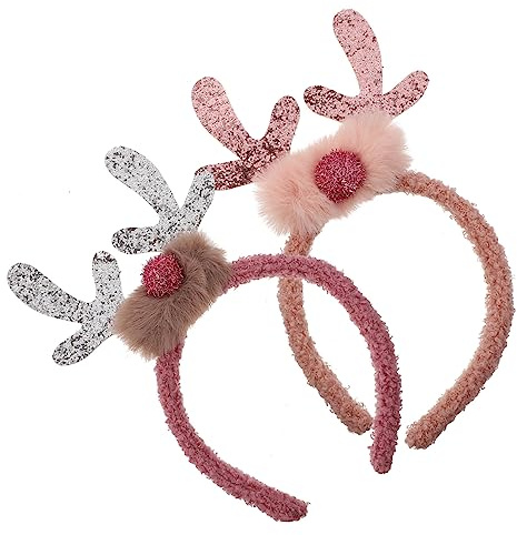 FRCOLOR 3stücke Weihnachtshaarreif für Junge Mädchen Weihnachtshaarband mit Geweih-design Weihnachtskopfschmuck Leicht und Strapazierfähig Weihnachts-haarschmuck als Geschenkidee