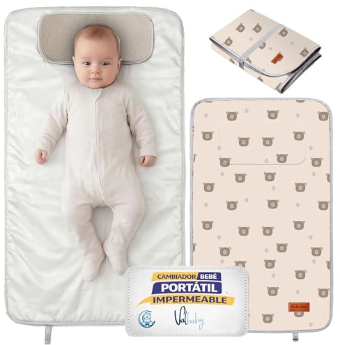 Matelas a Langer Bebe Portable Pliable Impermeable Valbabycare | Tissu Oxford lavable en machine, coussin integre. Se range facilement dans le sac a langer ou la poussette