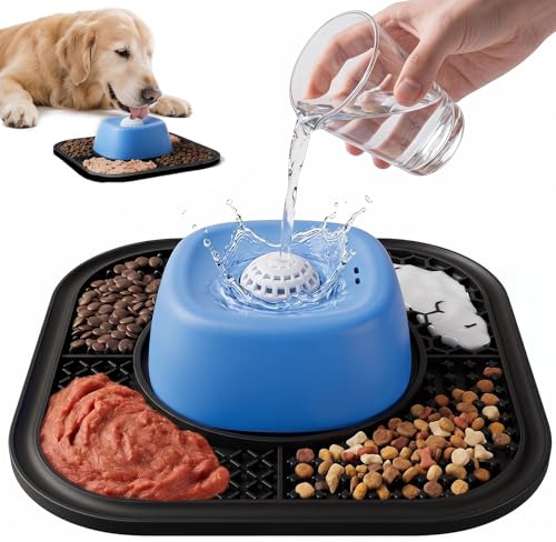 Slow Feeder Dog Bowl, Dog Licking Bowl with Ball Non-Slip Lick Mat for Liquids Wet Food Lick Ball Licky Mats for Dogs Cats Dietary Supplement Post-op Nutrition