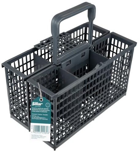 Sillar Dishwasher Cutlery Basket, Universal Grey Plastic Basket, 22.4 x 12 x 22 cm, Replacement Cutlery Holder for Spoons, Forks, Knives and Kitchen Utensils