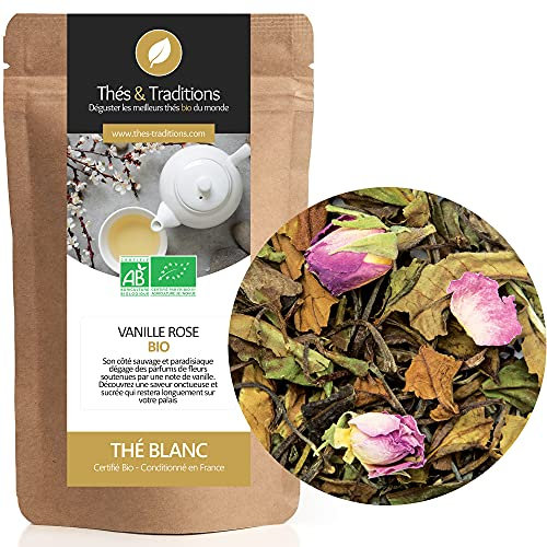 Thé blanc Bio Vanille Rose | Sachet 100g vrac | ★ Certifié Agriculture biologique ★