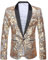 PYJTRL Herrenmode Samt Pailletten Blumenmuster Anzugjacke Blazer (3XL, Gold)
