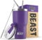 Beast Thermobecher 900 ml (30 oz) - Dunkellila I Mehrweg Thermo Kaffeebecher To Go mit 2 Strohhalmen & Reinigungsbürste I Doppelwandiger Trinkbecher aus Edelstahl I Perfekt für Kaffee oder Eiskaffee
