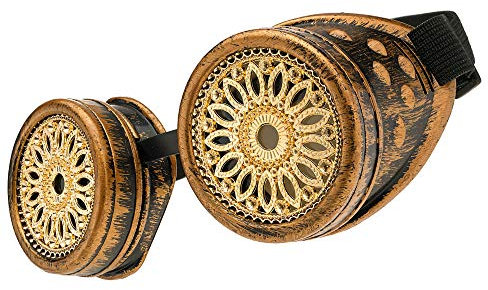 MFAZ Morefaz Ltd Schutzbrille Schweißen Sonnenbrille Welding Cyber Goggles Steampunk Goth Round Cosplay Brille Party Fancy Dress (Gold Design)
