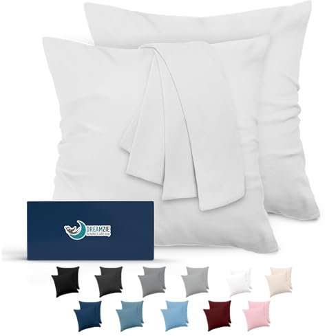 Kissenbezug 65x65 Weiß 2er Set Mikrofaser Oeko-TEX Zertifiziert Dreamzie - Kopfkissenbezug 65x65 Weich
