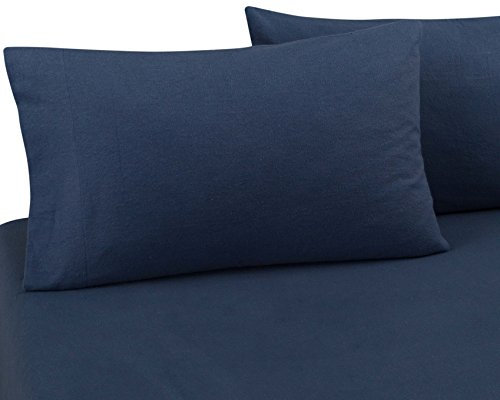 DELANNA Flanell-Bettwäsche-Set, 100 % Baumwolle, für Doppelbett, Marineblau
