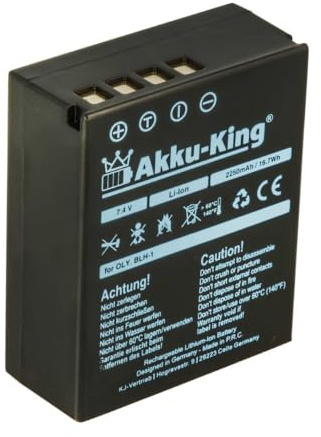 Akku-King Akku kompatibel mit Olympus BLH1, BLH-1 - Li-Ion 2250mAh - VOLLDEKODIERT mit Restlaufanzeige - für Olympus OM-D, EM-1 Mark 2, EM-1 Mark II, E-M1X