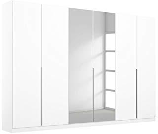 Rauch Möbel Alabama Schrank Kleiderschrank Drehtürenschrank Weiß mit Spiegel 6-türig inklusive Zubehörpaket Basic 3 Kleiderstangen, 6 Einlegeböden BxHxT 271x229x54 cm