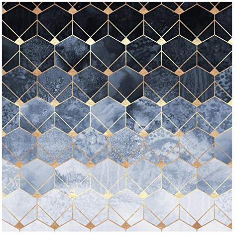 Bilderwelten Tapete selbstklebend - Blaue Geometrie goldenes Art Deco - Vliestapete 240x240cm